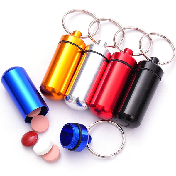 Portable Pill Holder WaterProof Mini Aluminum Keychain